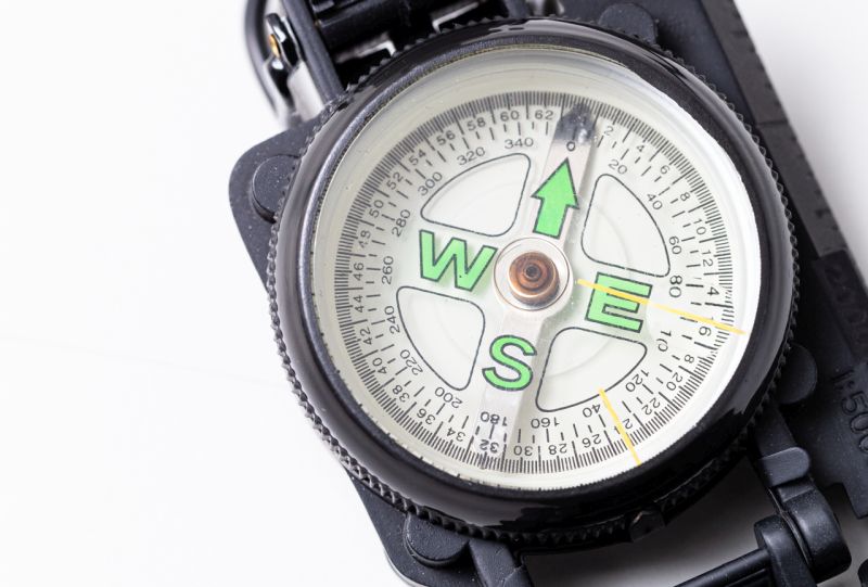 Kompass mit grünen Ziffern